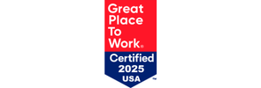 Great Place To Work Certified 2025 USA badge (vertical ribbon)